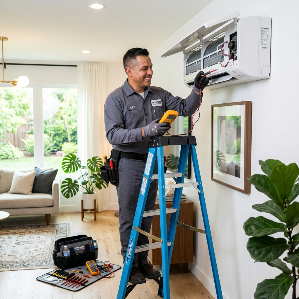HVAC Technician installing air conditioner